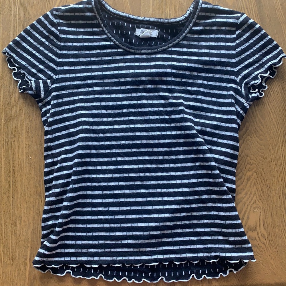 Gently worn black and white striped long crop top